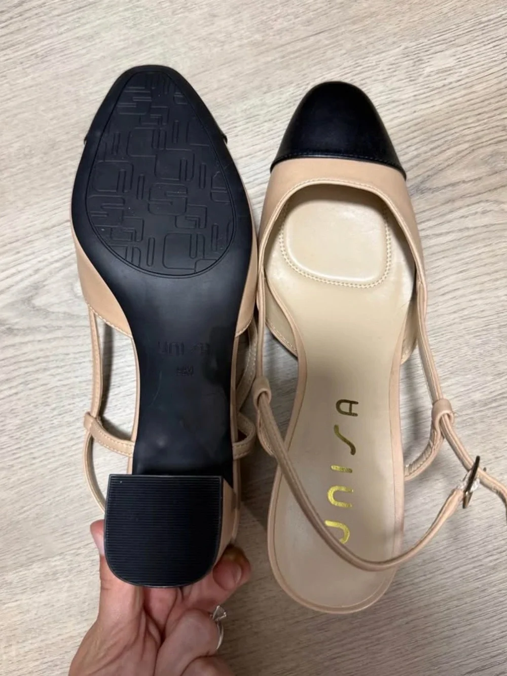 Two-Tone Beige and Black Slingback Heels - NEVER WORN!!